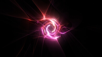 Abstract glowing wave of particles and dots moving on a black background, beautiful dust nebula, futuristic and digital background, 3D, 4K, seamless loop