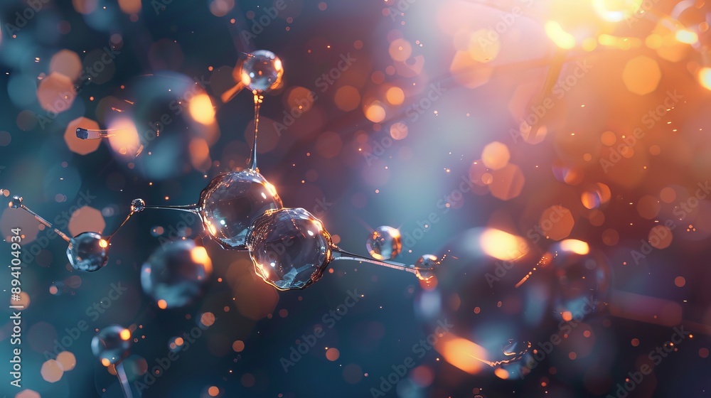 Poster abstract background featuring atom or molecule structure with scientific and medical themes - ideal 