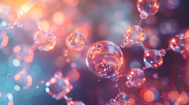 Abstract background featuring atom or molecule structure with scientific and medical themes - ideal for research, technology, and healthcare concepts