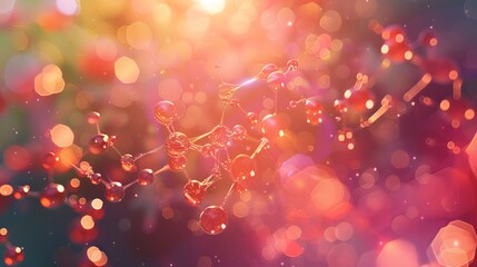 Futuristic science background with abstract molecular structure, digital grid, and binary code, ideal for business technology, innovation, and scientific research concepts