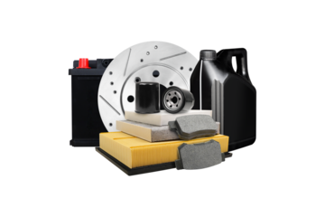 Car maintenance service concept , Auto parts and car maintenance products isolated on background , png file