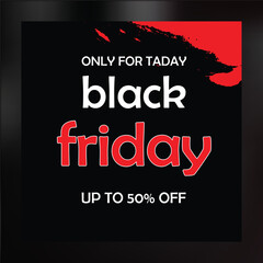 Black Friday Sale Event Template, Vector Tag for Exclusive Deals, Typography banner for Black Friday. Modern linear text symbol of Black Friday with holographic sticker and discount offer. Design temp