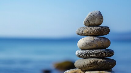 Stones on the beach, stacked together