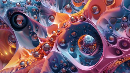 Abstract 3d render with geometric shapes and vibrant colors depicting futuristic scientific concepts and technology innovations - ideal for science and technology illustrations