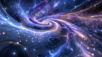 Obraz premium Abstract wave of binary code flowing through space