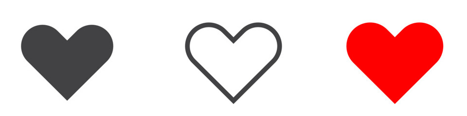 Love icon symbol sign collection in white and black