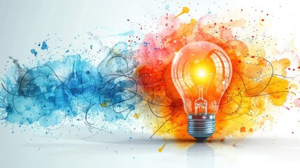 Creative concept of ideas and innovation with a light bulb.