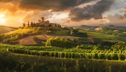 Obraz premium Sunset over Tuscan Hills