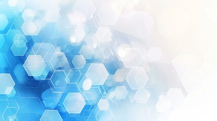 Abstract white and blue hexagon background - science and healthcare technology concept - futuristic vector illustration with geometric patterns, digital innovation, and modern design elements for medi