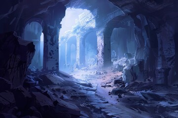 Ancient Temple Ruins in a Desolate Landscape