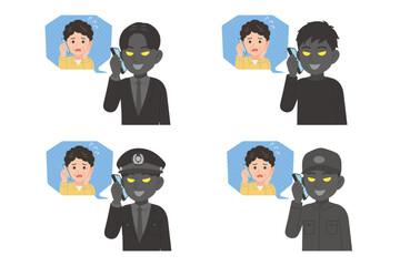 シニアと通話する詐欺師　セット