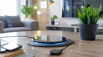 Modern Living Room with Wireless Charging Pad