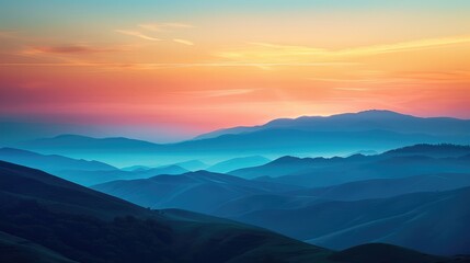 Serene Mountain Sunset with Vibrant Sky