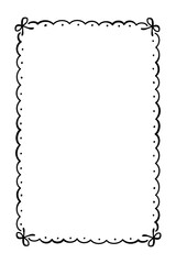 Black bows frame, Hand drawn ribbons border illustration.