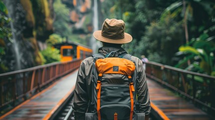 Backview of Traveler Photographing Cultural and Adventure Travel Experiences