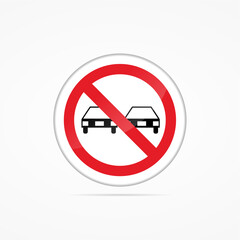illustration of no passing road sign with two cars