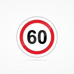 Speed limit 60 round road traffic sign design vector illustration isolated on white background