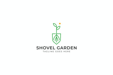 Shovel Logo Garden Farm Agriculture Farm Green Equipment Logo Nature Industry