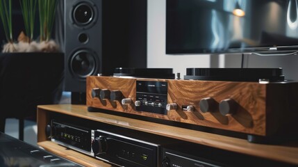 Classic Vintage Hi-Fi Stereo System in Modern Living Room