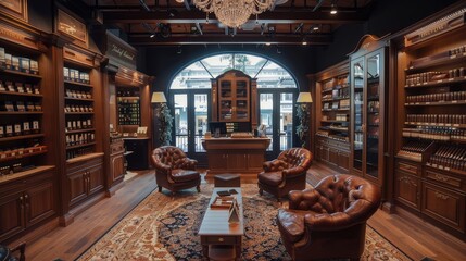 Elegant Luxurious Cigar Lounge with Classic Decor