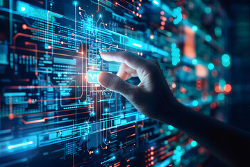 未来のテクノロジー。インタラクティブなデジタルインターフェース