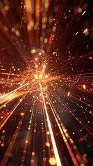 Fototapeta premium An abstract image featuring a burst of golden light and sparks against a dark background