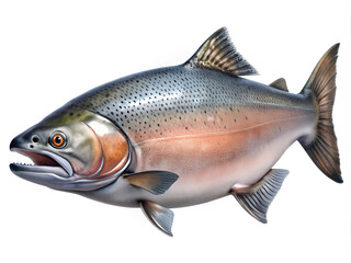 Obraz premium Majestic Chinook Salmon on White Background