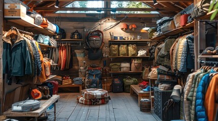 Cozy Outdoor Gear Store with Camping and Hiking Equipment