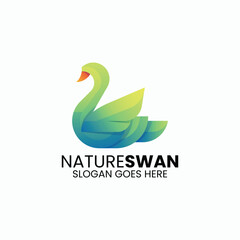 Vector Logo Illustration Swan Gradient Colorful Style