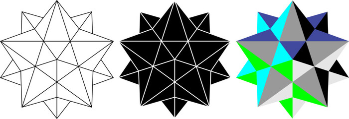 small stellated dodecahedron icon set