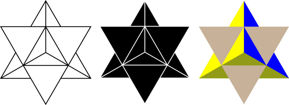 Stellated octahedron or stella octangula icon set