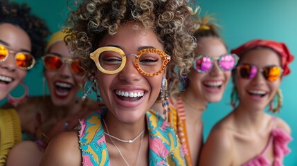 Group of Friends in Eccentric Festival Attire