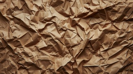 Textured surface of crumpled brown cardboard