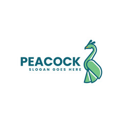 Obraz premium Vector Logo Illustration Peacock Simple Mascot Style