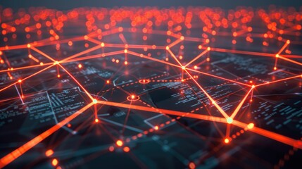 Obraz premium Digital network connections glowing in a geometric pattern