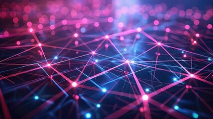 Digital network connections glowing in a geometric pattern