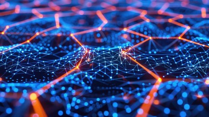 Obraz premium Digital network connections glowing in a geometric pattern