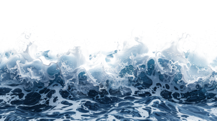 Blue sea wave isolated on transparent background