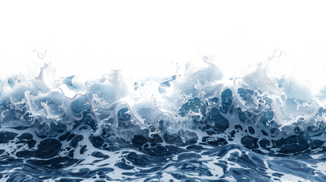 Blue sea wave isolated on transparent background