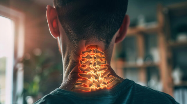 Aching for Relief: Digital Illustration of Neck Pain