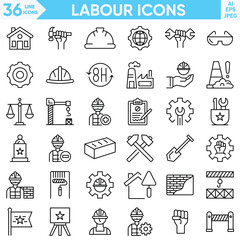 Labor line icons vector and Illustrator set