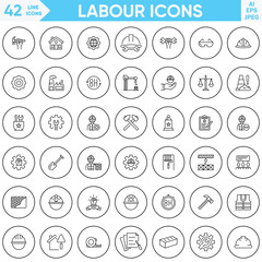 Fototapeta premium Labor line icons vector and Illustrator set