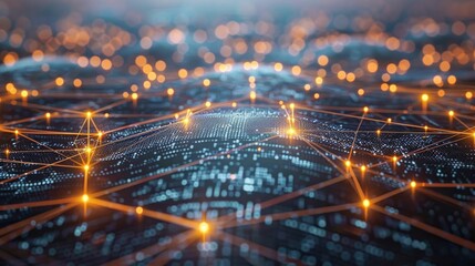 Digital network connections glowing in a geometric pattern