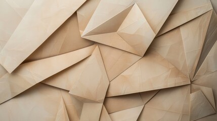 Fototapeta premium Abstract geometric paper composition in beige and brown shades viewed from above