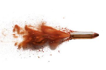 Trace of a streaking bullet isolated on a transparent background