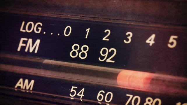 Close-up of an old analog radio