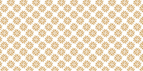 Golden vector floral seamless pattern. Abstract luxury geometric ornamental texture with small flower silhouettes. Gold and white simple ornament in oriental style. background design.