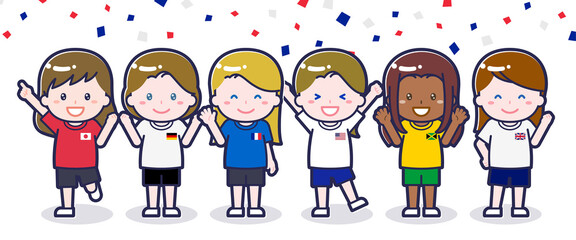 スポーツ観戦を楽しむ多国籍の観客01