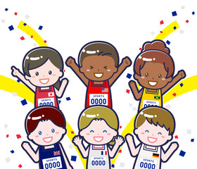 スポーツ大会に出場する多国籍な選手03