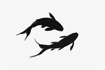 Fototapeta premium Graceful silhouettes of two fish swimming in minimalist harmony